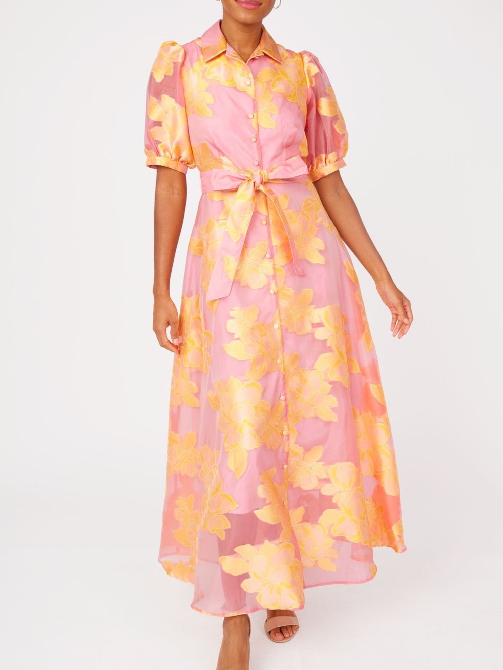 NWT Abbey Glass Charlotte Gown Sorbet Peony Organza | XL - Picture 2 of 11